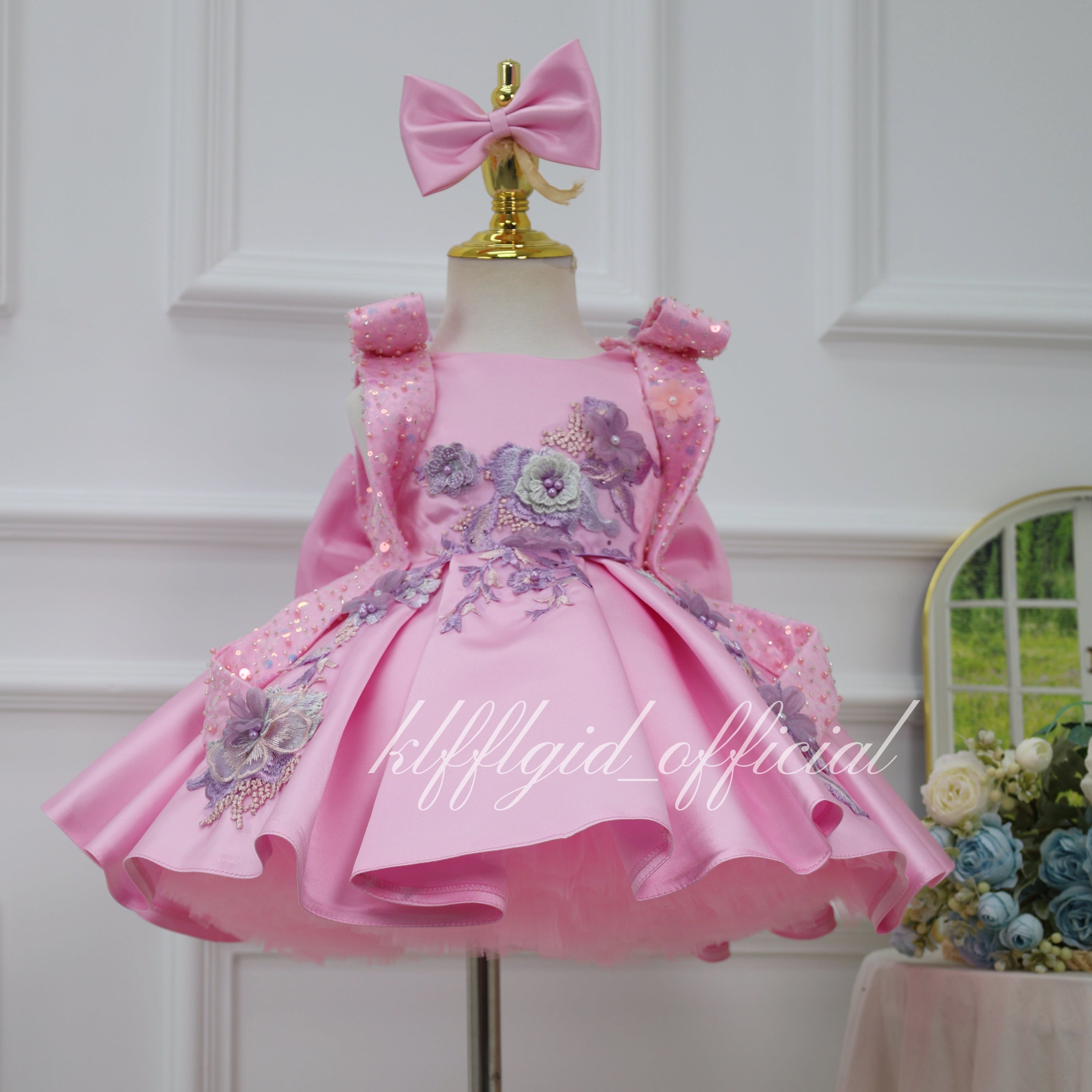 Baby Birthday Dress Gorgeous Flower Girl Dress Floral Embroidery Dress ｜KLFFIGID