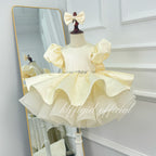 Baby Birthday Dress Girls' Puff-Sleeve Evening Gown for Stage Runway Shows | KLFFIGID
