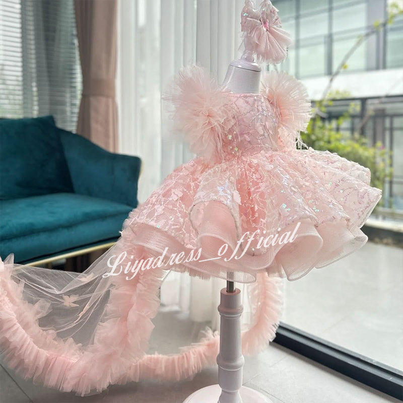 Baby First Birthday Bow Tail Princess Dress Party Frock | KLFFIGID