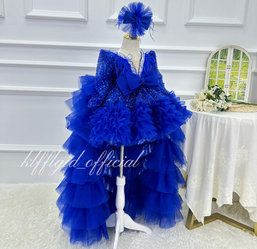 Baby Birthday Dress with Train | Luxury Ball Gown for Girls | KLFFIGID