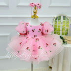 Baby Birthday Dress Girls' Cherry-Print Dress Princess Theme Party| KLFFIGID
