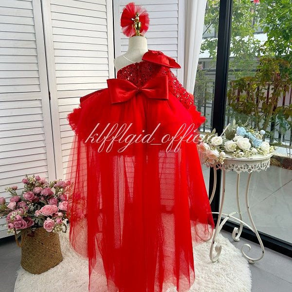 Stylish One-Shoulder Pageant Gown & Flower Girl Dress | KLFFLGID