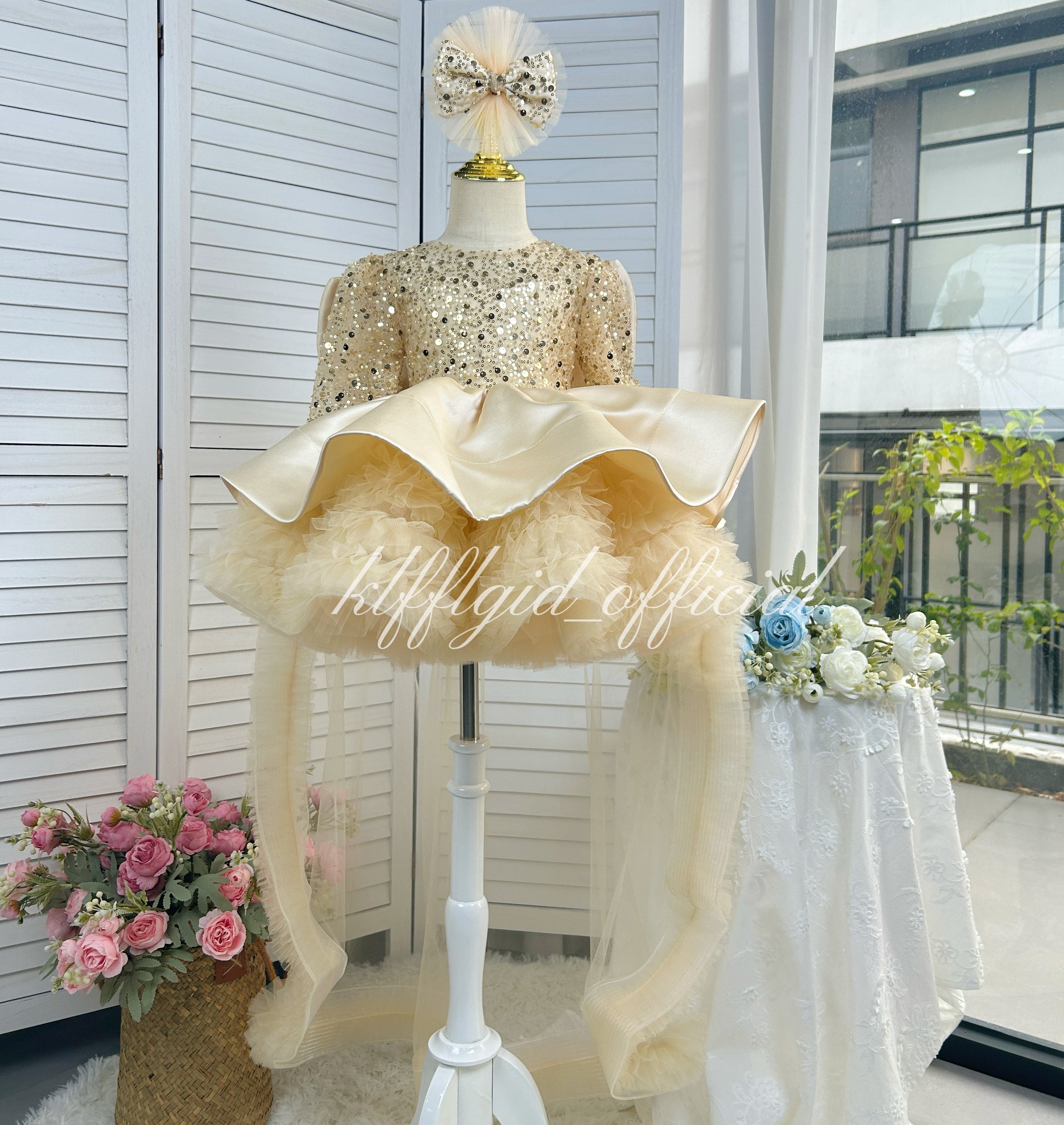 Puffy Ball Gown & Sequin Birthday Dress for Girls | KLFFLGID