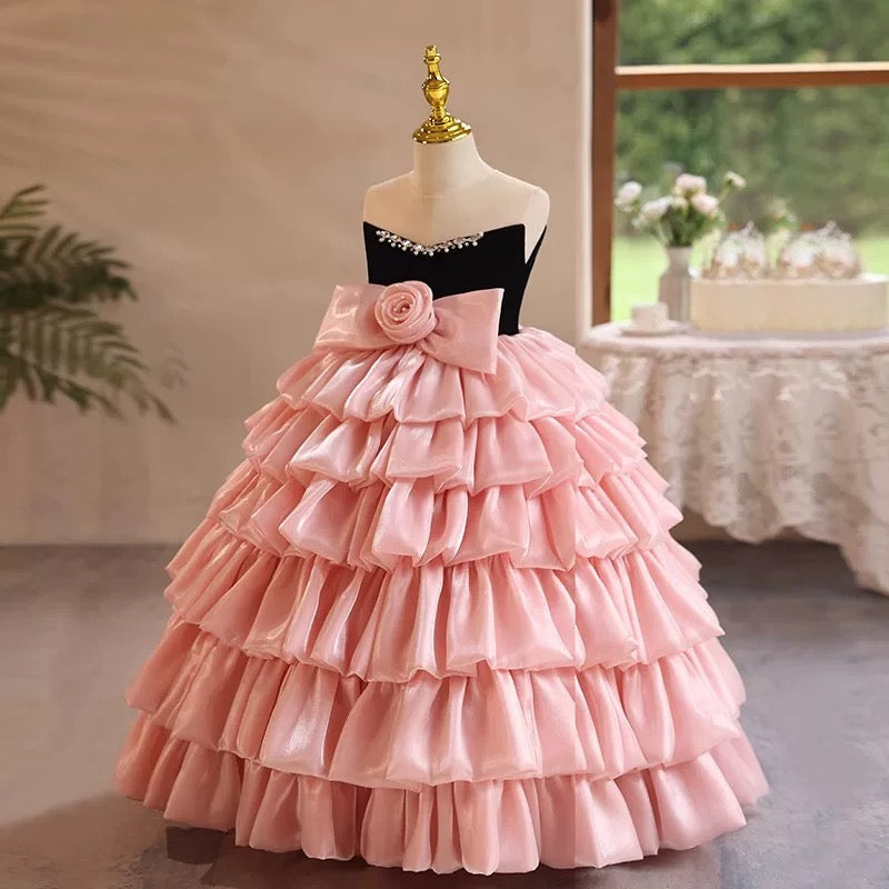 Sleeveless birthday party girl princess dress, baby girl cake dress, stage performance evening dress, girl dress, photo shoot long dress