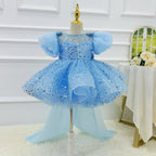 Girls Birthday Dress Princess dress with a large bow and train | KLFFIGID