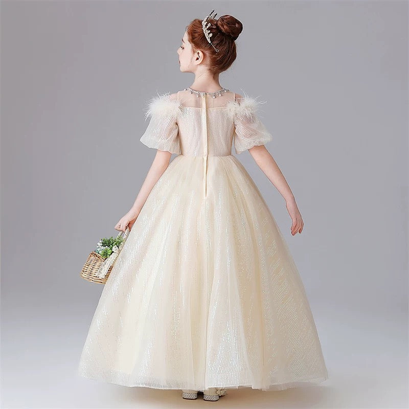 3-12 years old children's dress rose temperament birthday party stage performance girl princess dress