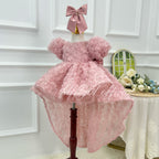 Rose Adorned Short Sleeve Princess Dress for Baby Girls | KLFFIGID