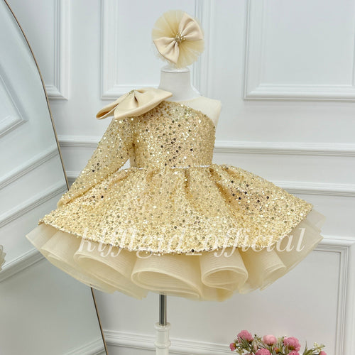Baby Birthday Flower Girl Sparkly Ball Gown Dress | KLFFIGID