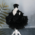 Black Sequin Sleeveless Bow Evening Gown Dress for Girls | KLFFIGID