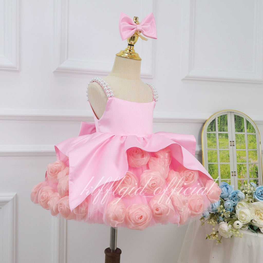 3D Floral Tulle 1st Birthday & Flower Girl Dress | KLFFIGID