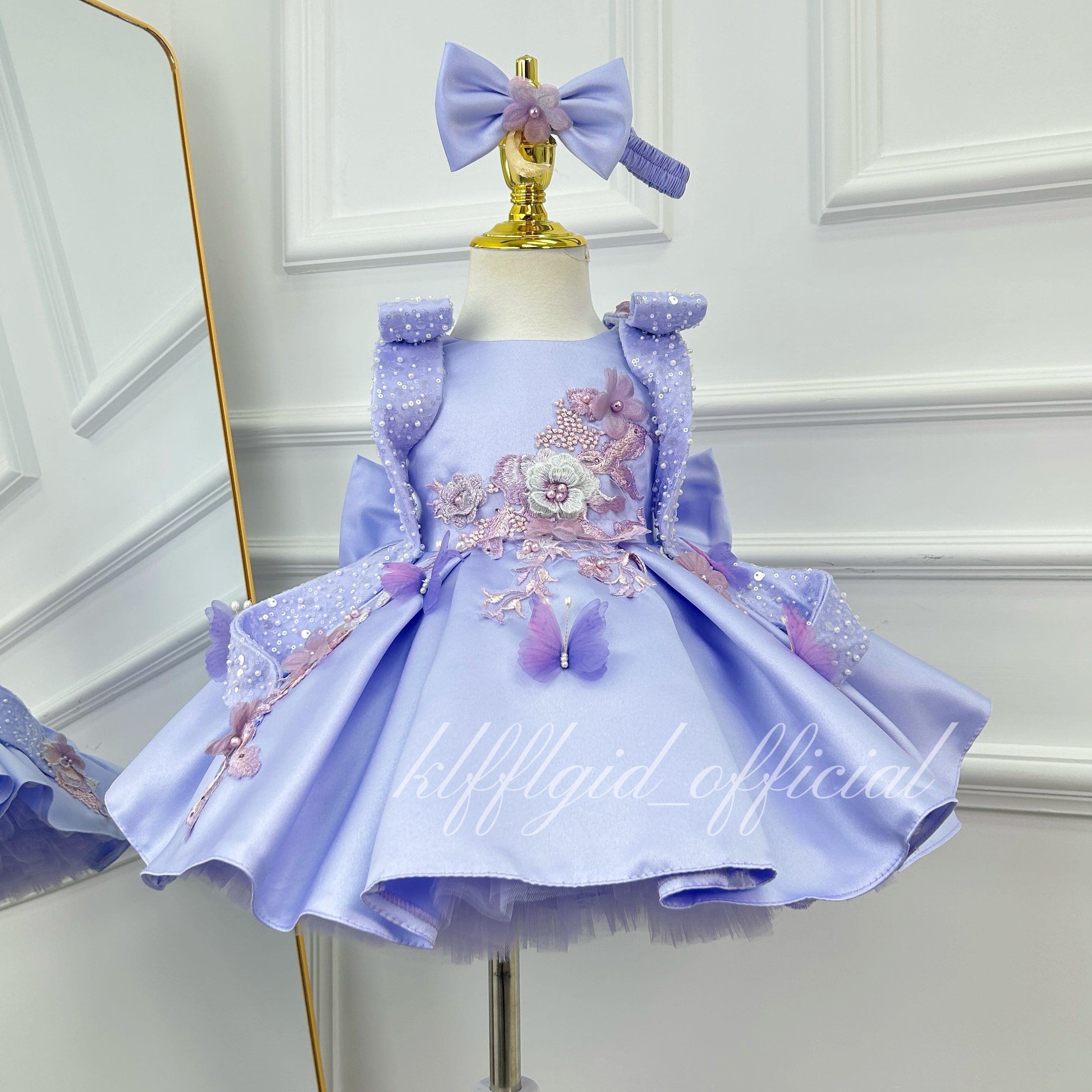 Baby Birthday Dress Gorgeous Flower Girl Dress Floral Embroidery Dress ｜KLFFIGID