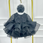Satin Sequin Big Bow Fluffy Girls Birthday Princess Dress | KLFFIGID