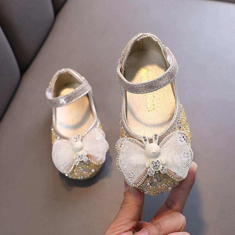 Soft & Comfortable: Easy Velcro Closure Stylish Kids' Shoes for All Occasions Perfect Blend of Glitter Rhinestones & Bows