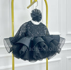 Satin Sequin Big Bow Fluffy Girls Birthday Princess Dress | KLFFIGID