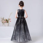 Sparkling Black Sequin Gown Perfect Sleeveless Black Sequin Princess Dress Sweet and Stylish: High-End Evening Party Dress