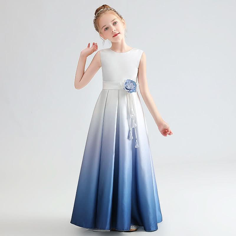 Elegant Gradient Blue, Create a Fairy-Tale Princess Dream A Dress that Combines Sophistication and Sweetness Romantic Touch with Floral Waist Detail