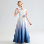 Elegant Gradient Blue, Create a Fairy-Tale Princess Dream A Dress that Combines Sophistication and Sweetness Romantic Touch with Floral Waist Detail