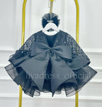 Satin Sequin Big Bow Fluffy Girls Birthday Princess Dress | KLFFIGID