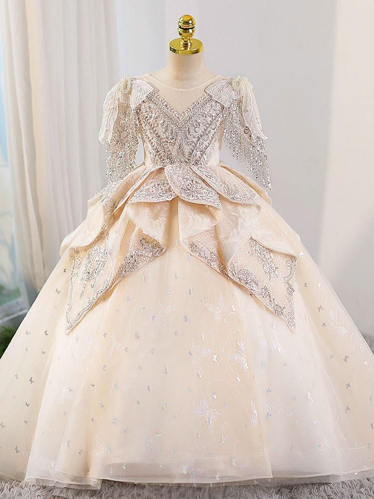 Dreamy Lace Princess Dress Luxurious Lace Ball Gown Elegant Sequin Evening Dress