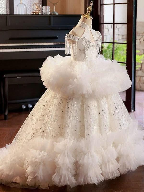 Elegant Princess Dress Luxurious Crystal Embellished Dress Classic and Modern Fusion Children's Princess Dress