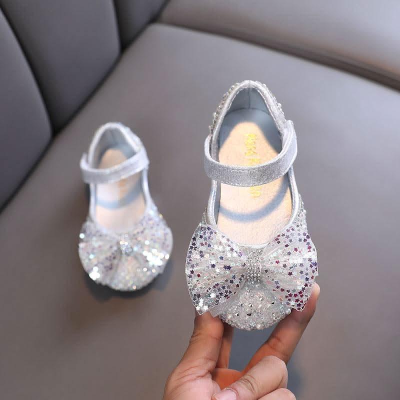 Little Princess Sparkling Crystal Shoes Colorful Glitter Bow Shoes for Girls Fairy Tale Crystal Shoes for Kids