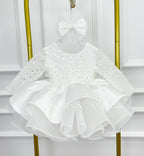 Satin Sequin Big Bow Fluffy Girls Birthday Princess Dress | KLFFIGID