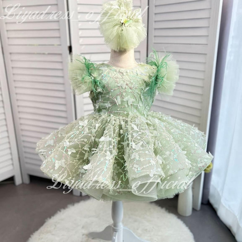 Sleeveless Butterfly Dreamy Princess Puff Flower Girl Dress | KLFFIGID