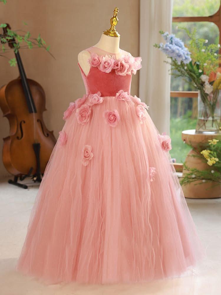 Dreamy Flower Princess Dress Pink Petal Fairy Dress