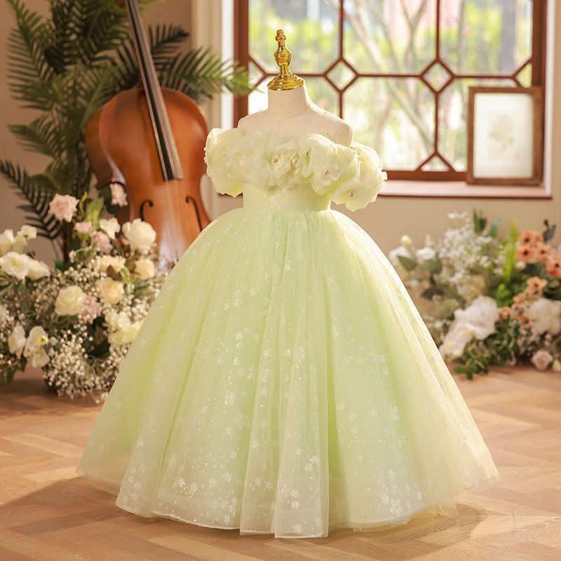 Fairy-like Light Green Dress Premium Tulle Children's Dress
