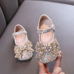 Colorful Princess Shoes Girls' Rhinestone Bow Shoes Sparkling Princess Flats