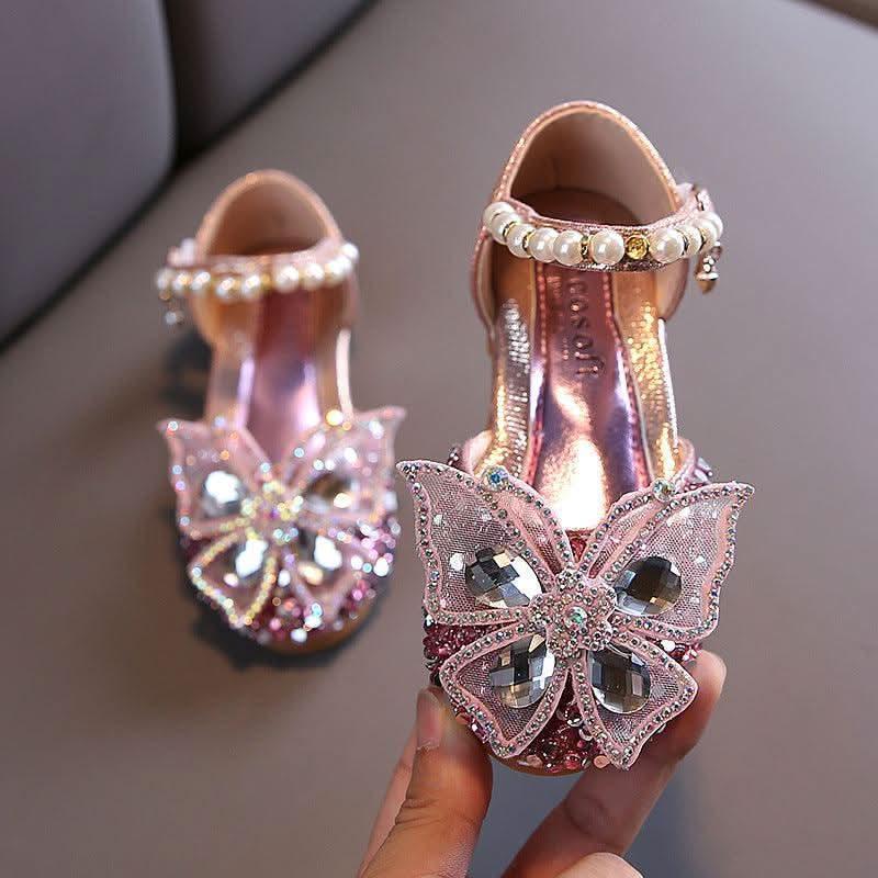 Dreamy Princess Sparkle Girls' Shoes High-End Pearl-Embellished Girls' Shoes