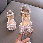 Pearl Bow Decor Girls' Shoes Stylish and Comfortable Girls' Dress Shoes Shiny Girls' Shoes with Elegant Pearl Design