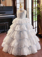 Fairy Tale Princess Lace Dress Multi-layered Luxurious Girls' Gown