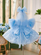 Girls Dreamy Butterfly Blue Tulle Fairy Party Dress | KLFFIGID