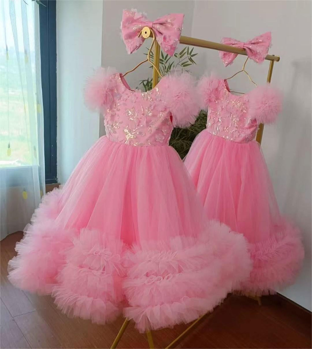 12m-12yrs multicolour sleeve baby birthday party princess dress for wedding dress for girls
