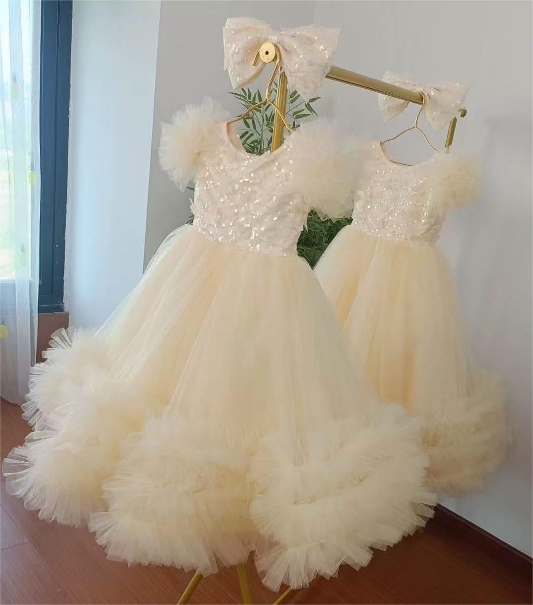 12m-12yrs multicolour sleeve baby birthday party princess dress for wedding dress for girls