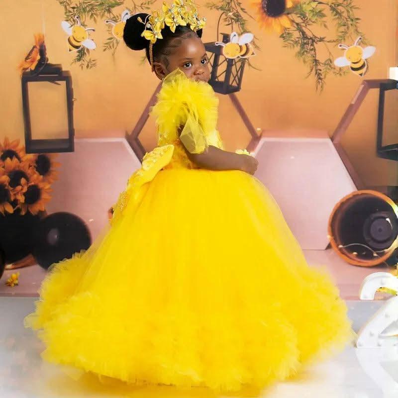12m-12yrs multicolour sleeve baby birthday party princess dress for wedding dress for girls