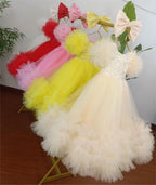 12m-12yrs multicolour sleeve baby birthday party princess dress for wedding dress for girls