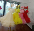 12m-12yrs multicolour sleeve baby birthday party princess dress for wedding dress for girls