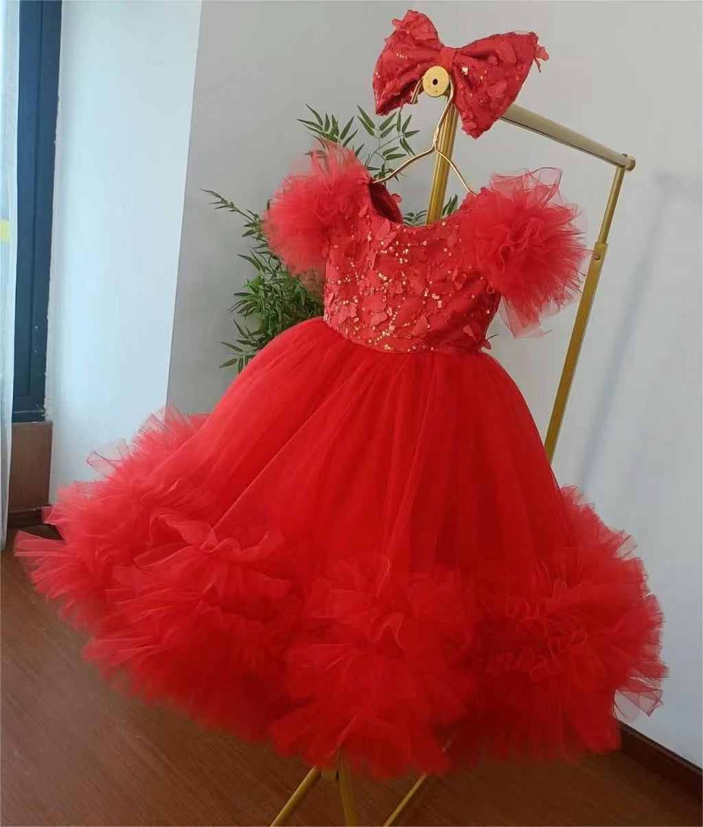 12m-12yrs multicolour sleeve baby birthday party princess dress for wedding dress for girls