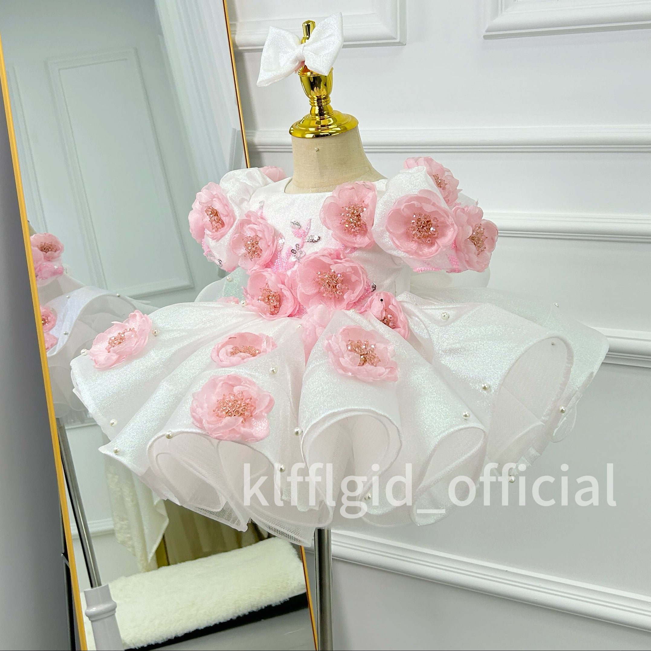 Toddlers Birthday dress Floral-themed runway evening gown  | KLFFLGID