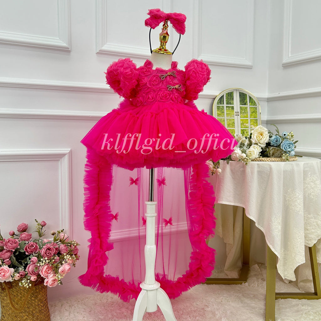 Baby Birthday Dress Floral pageant dress for girls Wedding flower｜KLFFIGID