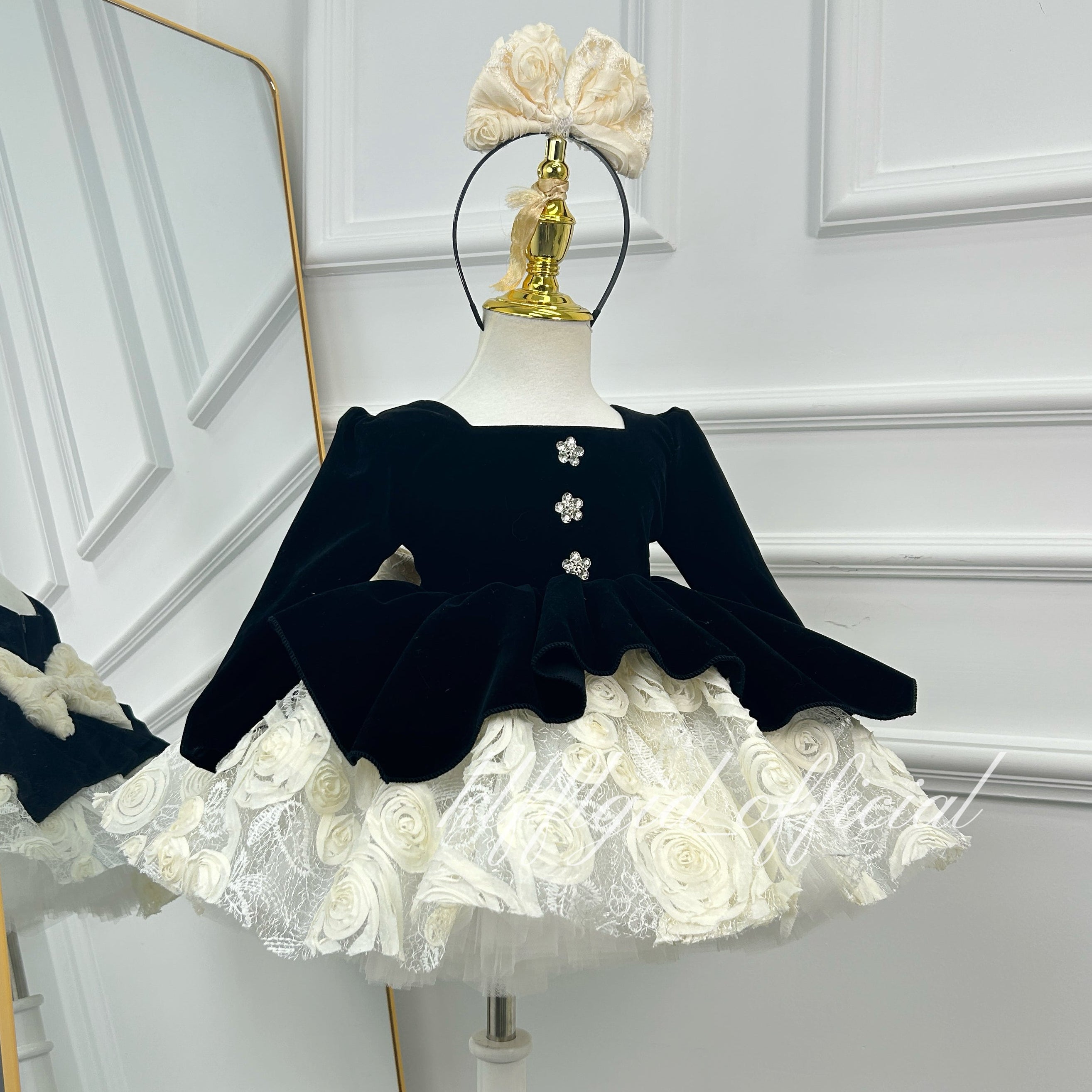 Baby Birthday Dress Wedding Flower Girl Dress Audrey Hepburn-style pageant gown｜KLFFIGID