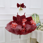 Toddlers Birthday dress Pageant gowns for girls Burgundy Christmas dress  | KLFFLGID