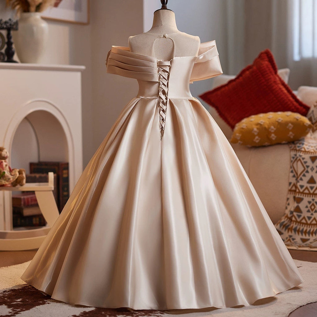 Elegant wedding flower girl dress, school ceremony party girl princess dress, ballerina girl dress