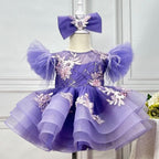 Embroidered Flower Fluffy Birthday Party Princess Dress | KLFFIGID