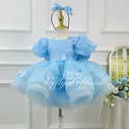 Baby 1st Birthday Tulle Dress with Large Bow for Pageant | KLFFIGID