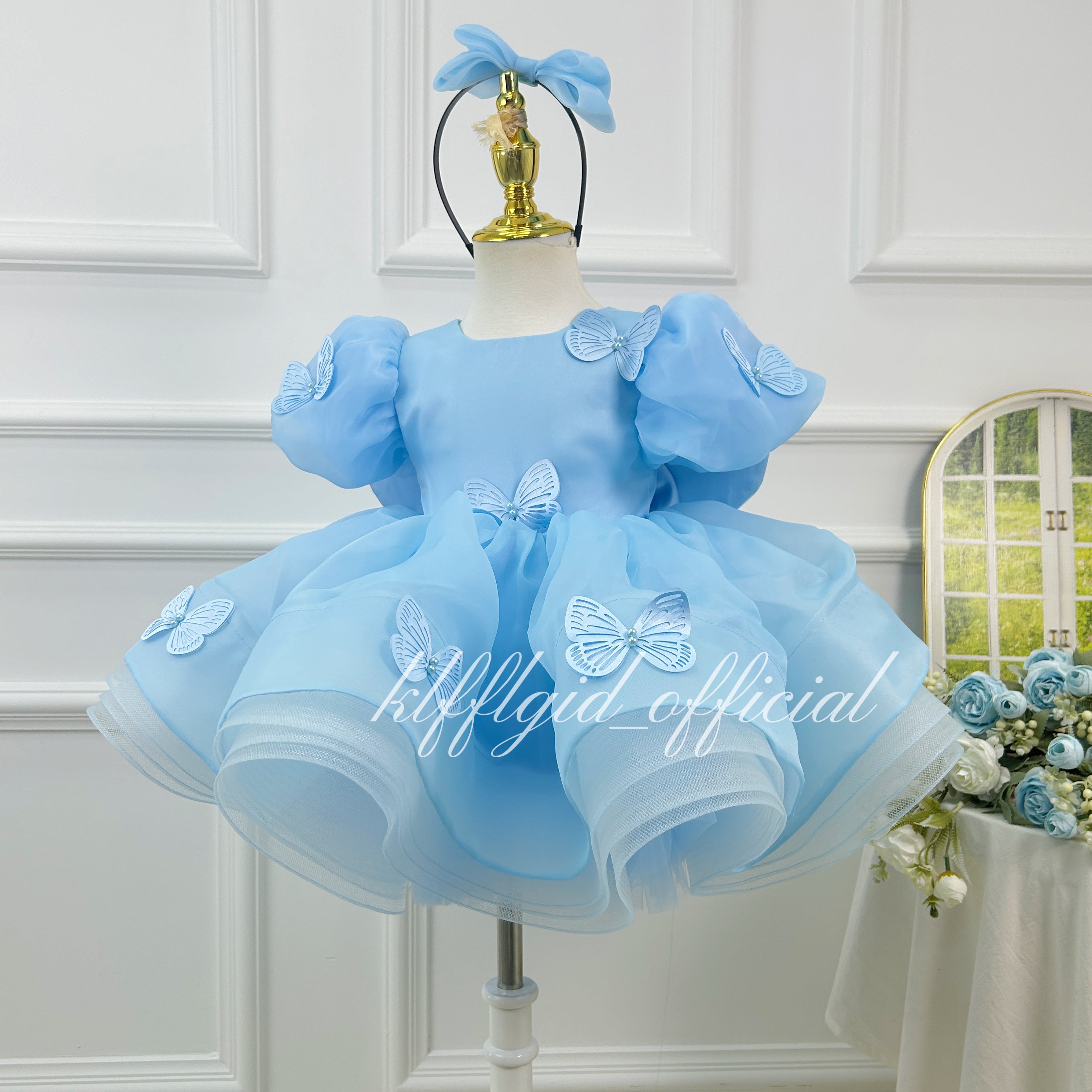 Baby 1st Birthday Tulle Dress with Large Bow for Pageant | KLFFIGID