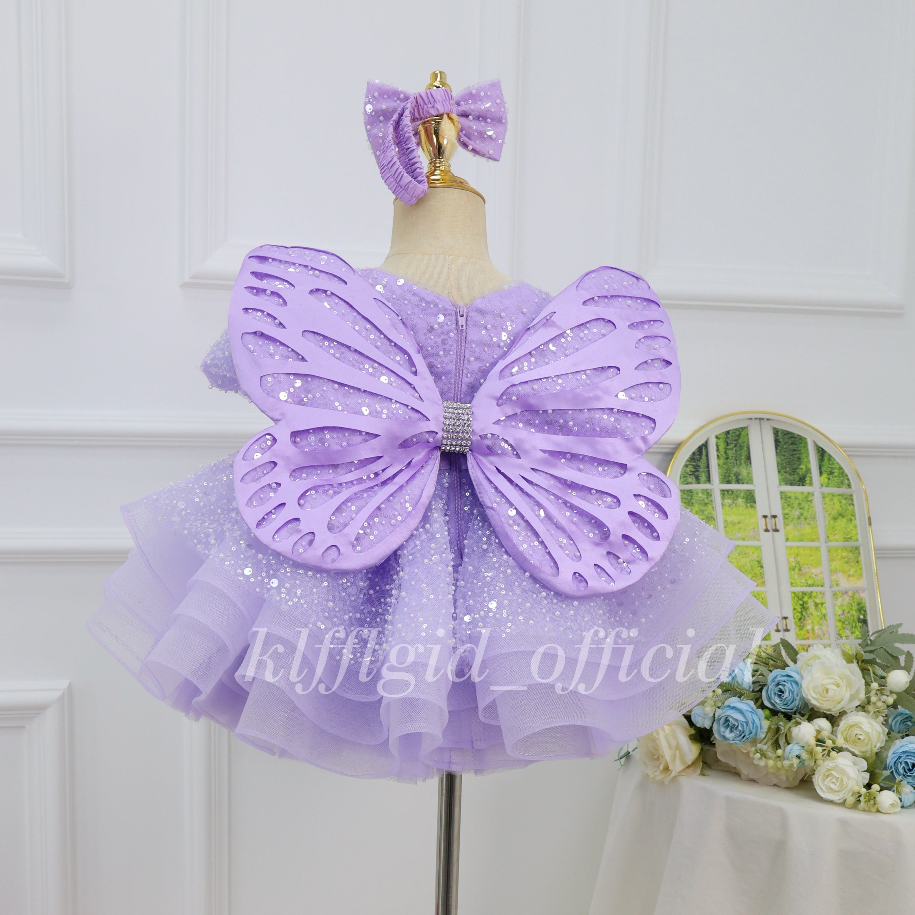 Baby First Birthday Gorgeous Flower Girl Party Dress | KLFFIGID