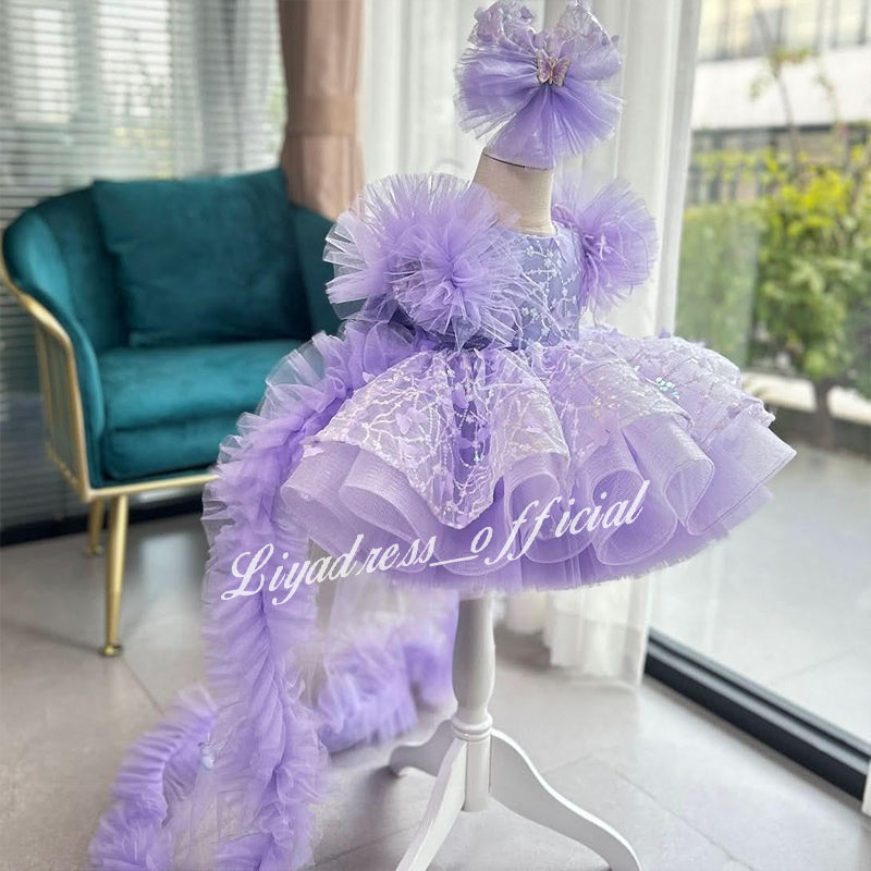 Baby First Birthday Bow Tail Princess Dress Party Frock | KLFFIGID